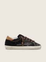 Women's Super-Star LTD in black glitter leather with black leather star