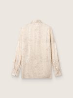 Women's shirt in ivory silk blend satin with print - Image 2