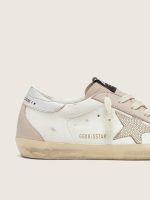 Women's Super-Star in white and powder-pink leather with silver Swarovski crystal star - Image 4