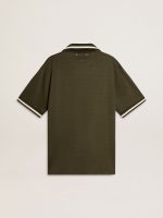Men's military-green jersey polo with embroidery - Image 6