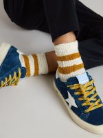 Kids' white socks with tobacco-colored stripes - Image 2