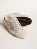 Super-Star sneakers in gray-white glitter-effect leather with leather star - Image 3