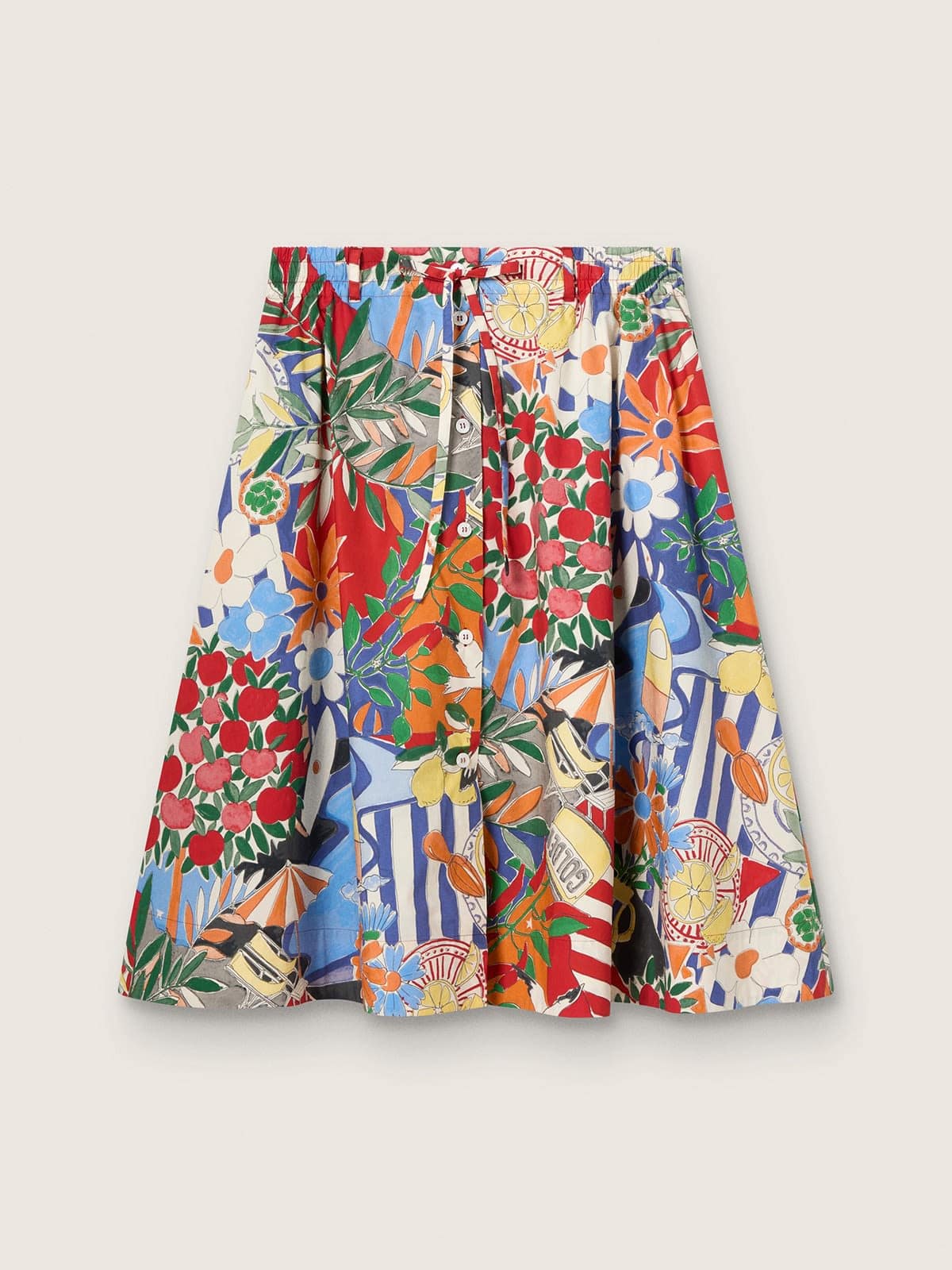 13942afe5553739d003a6edc9c991be1d54b9ff526cd90ac8a6a1154a0ced263 Women's cotton skirt with multicolor print - Image 1