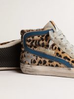 Women's Slide in leopard print pony skin with silver leather star - Image 4
