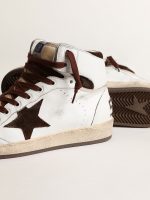 Men's Sky-Star in white nappa leather with a chocolate suede star - Image 4