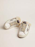 Women's Super-Star Sabot in white leather and shearling lining - Image 2