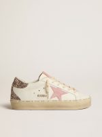 Hi Star in white leather with pink suede star and pink glitter heel tab