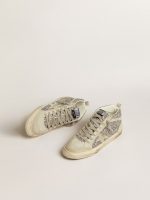 Mid Star in silver glitter with ice-gray suede star and flash - Image 2