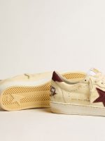 Men's Ball Star in beige nappa with burgundy mesh star and heel tab - Image 4
