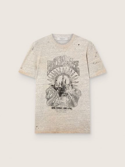 Men's T-shirt in gray melange jersey with vintage print