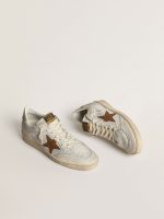 Women's Ball Star in white nappa and mesh with tobacco-colored nubuck star and beige heel tab - Image 2