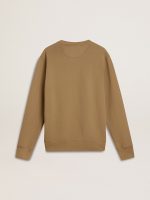 Men's beige cotton sweatshirt with print on the front - Image 6