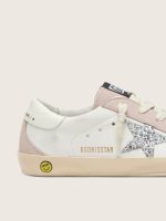 Young Super-Star in white and powder-pink leather with silver glitter star - Image 5