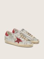 Women's Super-Star LTD in metallic silver leather with red suede star - Image 2