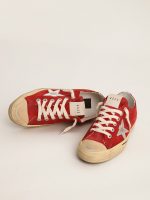 Men's V-Star in dark red suede with silver star and heel tab - Image 2