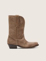 Women's low Wish Star boots in gray suede with star embroidery