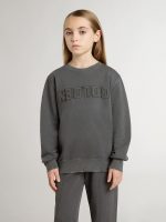 Kids' gray sweatshirt with raised logo - Image 2