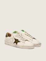 Men's Stardan in white leather with military-green snake-print leather star and heel tab - Image 2