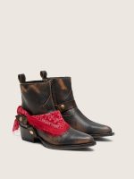 Women's Debbie boots in black leather with removable buckle and bandana - Image 2