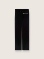 Women's slim-fit flared pants in black cotton velvet - Image 2
