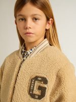 Kids beige fleece bomber jacket - Image 9