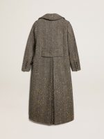 Women's long herringbone coat with yellow details - Image 4