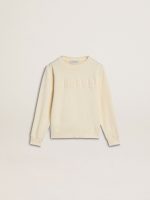 Girls' cream-colored sweatshirt with patch writing