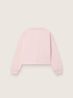 Star girls' cropped sweatshirt in pink cotton with patch and logo - Image 2