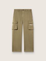 Journey boys' cargo pants in military-green cotton gabardine with print