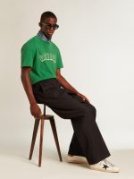 Men's Super-Star in white leather with midnight-blue canvas star and tobacco leather heel tab - Image 3