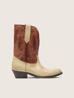 Women's Wish Star low boots in beige and brown leather with embroidery