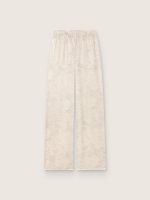 Women's pants in ivory silk blend jacquard satin - Image 2