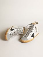 Women's Francy in white suede with black leather star and silver Swarovski crystal tongue - Image 2