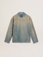 Men's distressed-effect denim jacket with zip - Image 6