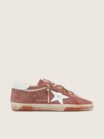 Women's Super-Star in rust suede with metallic platinum leather star