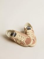 Women's Super-Star in powder-pink suede with cream leather star - Image 2