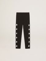 Girls' black leggings with white stars on the sides