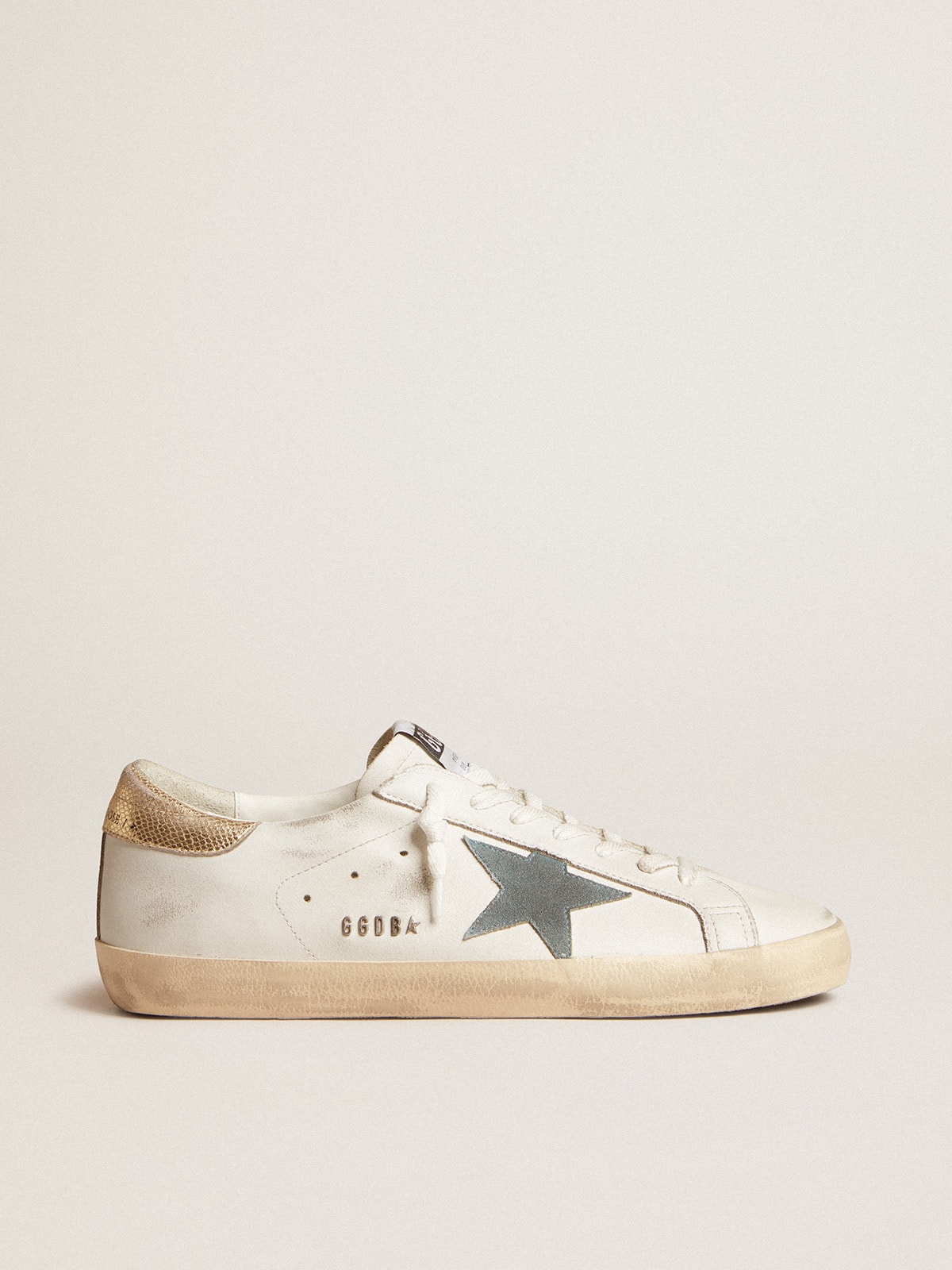 1a5bd79121340c72504b29b7525eedd83db58580ca18fb737fec618d673a9eef Men's Super-Star with suede star and platinum snake-print leather heel tab - Image 1