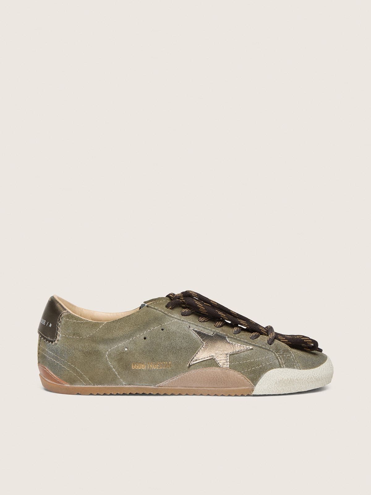 1a81950782d27f5fe7b171fac22ef0291def52f16751ca6f85547e924e995156 Women's True-Star in olive suede with gold star - Image 1