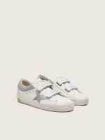 Young Old School in white leather with metallic silver leather star and silver crystal inserts - Image 2