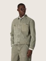 Men's jacket in smoky green cotton twill - Image 5
