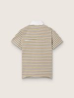 Women's polo T-shirt in striped jersey with contrast collar - Image 2