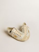 V-Star in white leather with gold metallic leather star - Image 2