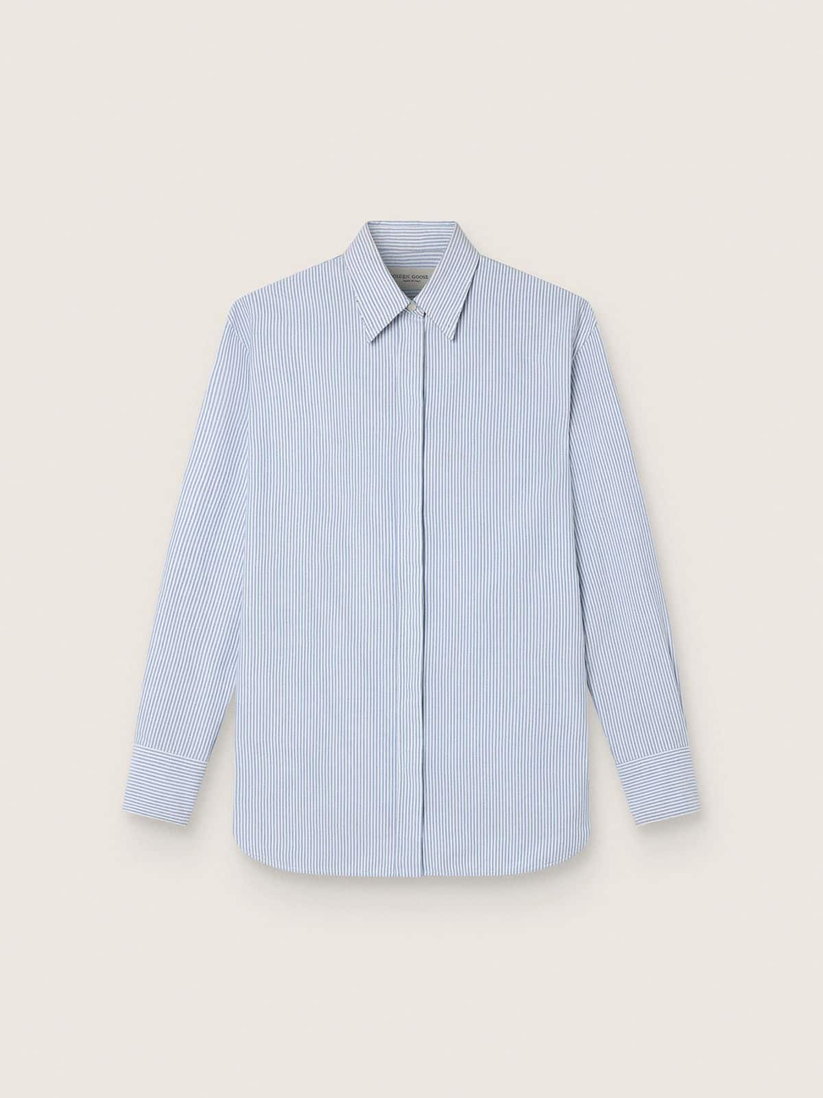1af105d13246a03949b86e621f01180a82f84df62ba94cde337b62804c2711a2 Women's shirt with narrow stripes - Image 1