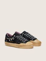 Men's Super-Star LAB in black laminated suede and nylon with raised star and laces with crystals - Image 2
