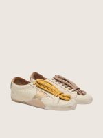 Men's True-Star in white nappa leather with gold foiled leather star and beige suede heel tab - Image 2