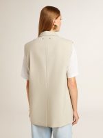 Women's khaki wool blend vest jacket - Image 4