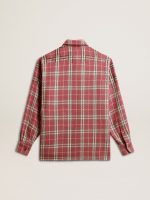 Women's shirt with pink, sand and gray check embroidery - Image 2
