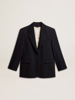 Women's dark blue wool-blend blazer jacket