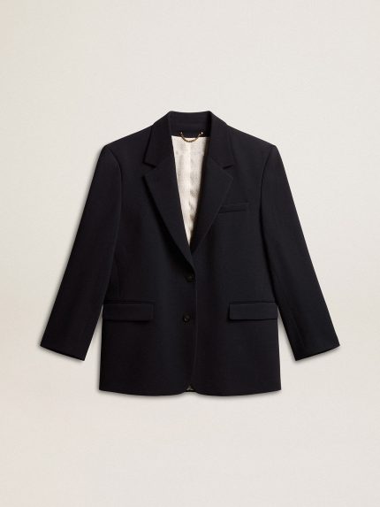Women's dark blue wool-blend blazer jacket